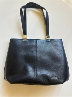 Calvin Klein Black Leather Double-Handle Tote